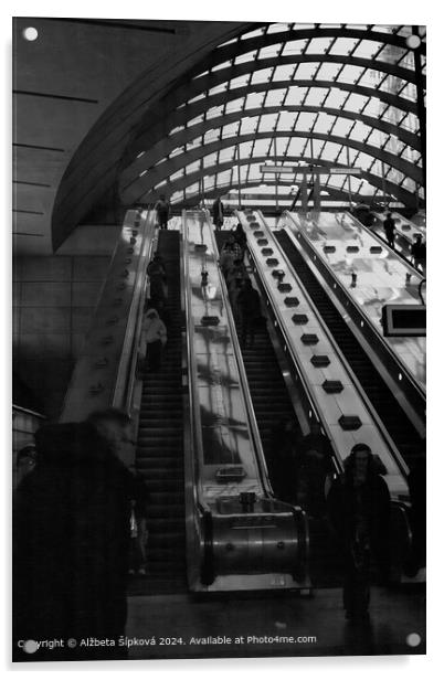 London Underground Staircase Acrylic by Alžbeta Šípková