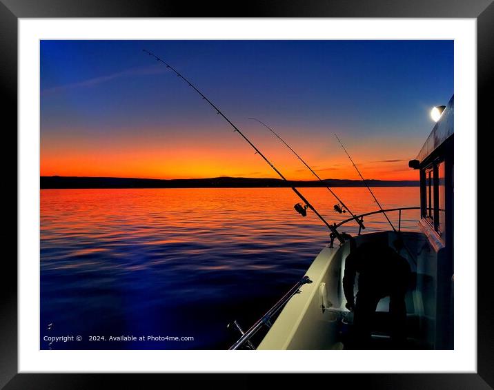 Sunset Fishing Boat Watchet Framed Mounted Print by  