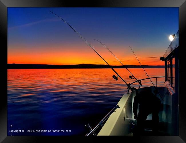 Sunset Fishing Boat Watchet Framed Print by  