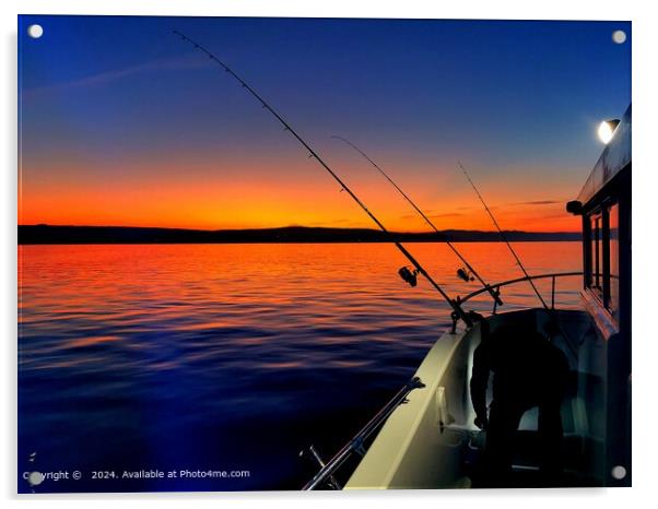 Sunset Fishing Boat Watchet Acrylic by  