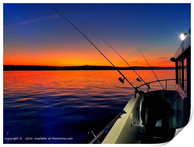 Sunset Fishing Boat Watchet Print by  