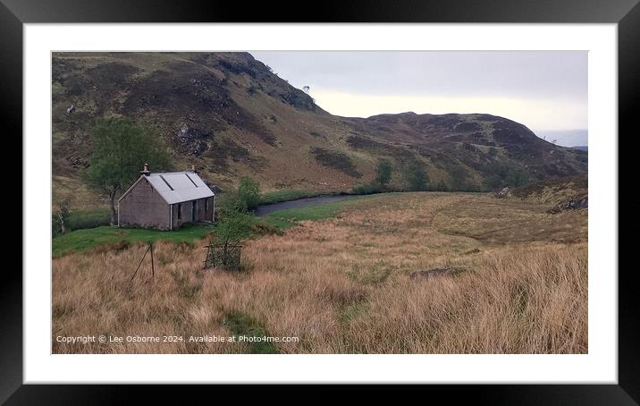 Staoineag Bothy Sunset Landscape Framed Mounted Print by Lee Osborne