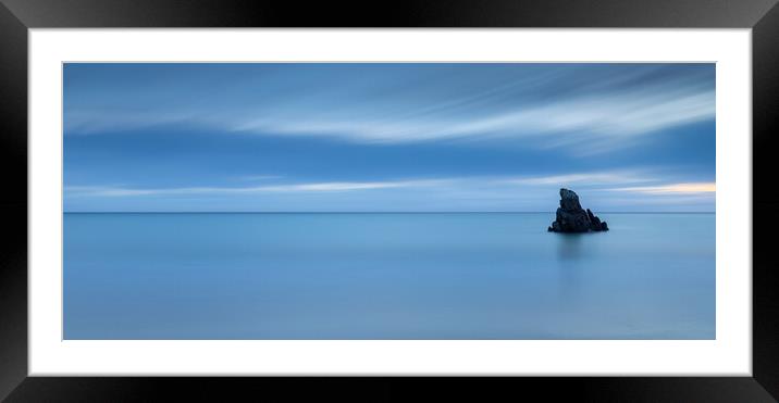 Garry Beach Sea Stack In The Blue Hour Framed Mounted Print by Phil Durkin DPAGB BPE4