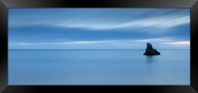 Garry Beach Sea Stack In The Blue Hour Framed Print by Phil Durkin DPAGB BPE4