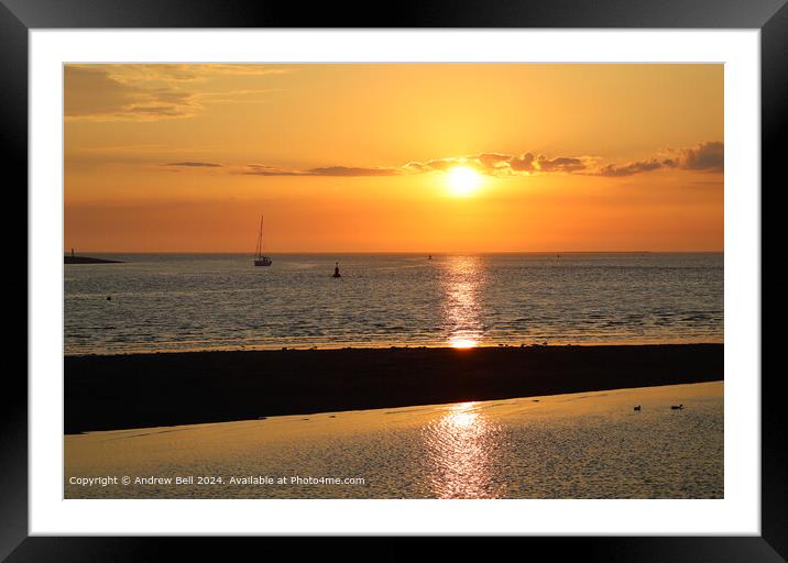 Wyre Estuary Sunset Reflections Framed Mounted Print by Andrew Bell