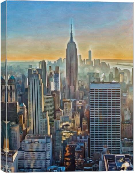 Empire State Skyscrapers Cityscape Canvas Print by Leendert de Knegt