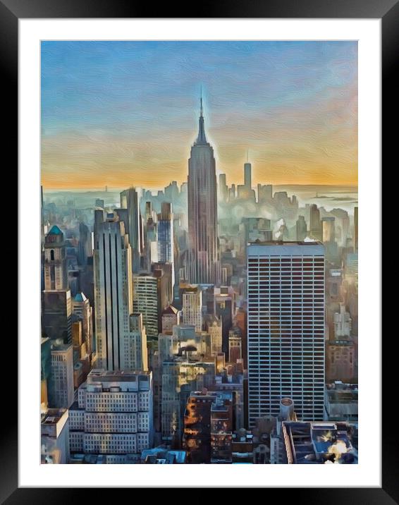 Empire State Skyscrapers Cityscape Framed Mounted Print by Leendert de Knegt