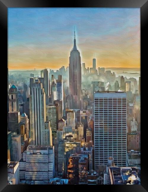Empire State Skyscrapers Cityscape Framed Print by Leendert de Knegt