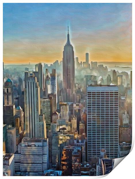 Empire State Skyscrapers Cityscape Print by Leendert de Knegt
