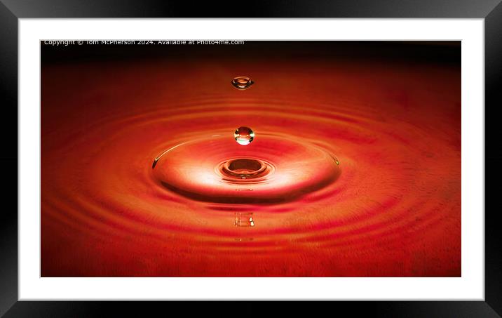Red Water Droplet Circles Framed Mounted Print by Tom McPherson