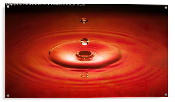 Red Water Droplet Circles Acrylic by Tom McPherson