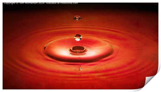 Red Water Droplet Circles Print by Tom McPherson