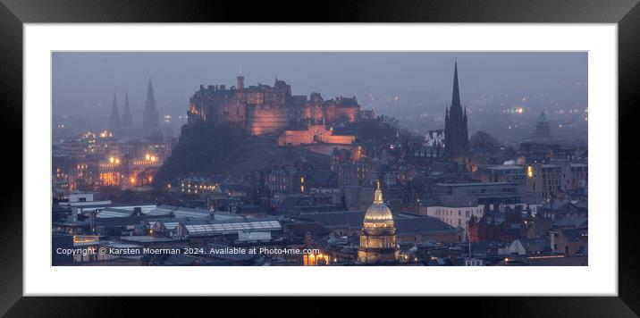 Edinburgh Castle Evening Fog Framed Mounted Print by Karsten Moerman