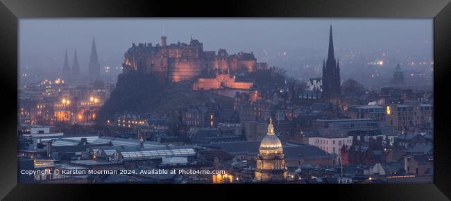 Edinburgh Castle Evening Fog Framed Print by Karsten Moerman