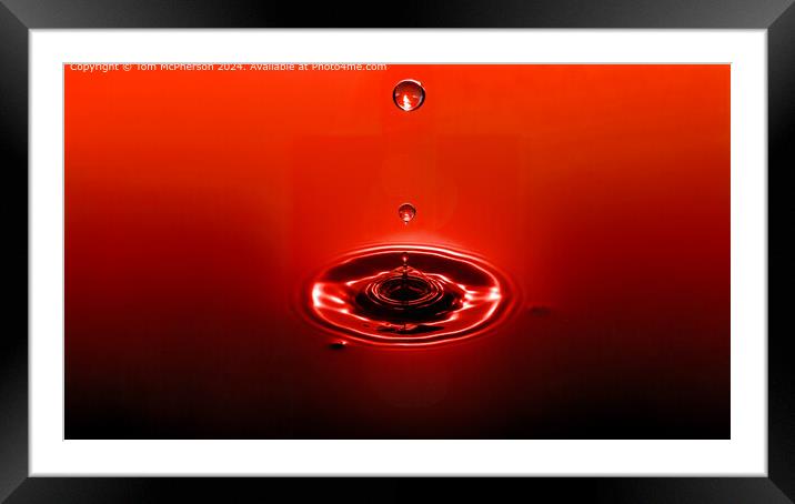 Red Water Droplets Abstract Framed Mounted Print by Tom McPherson
