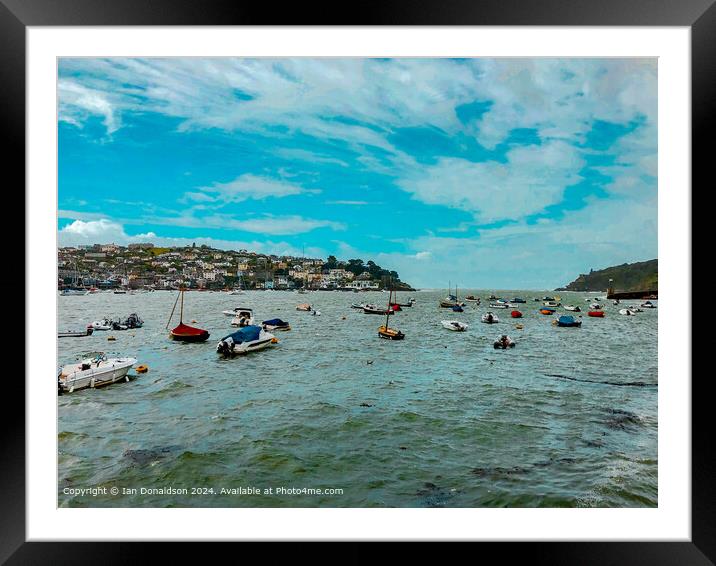 Fowey Harbour Boat Reflections Framed Mounted Print by Ian Donaldson