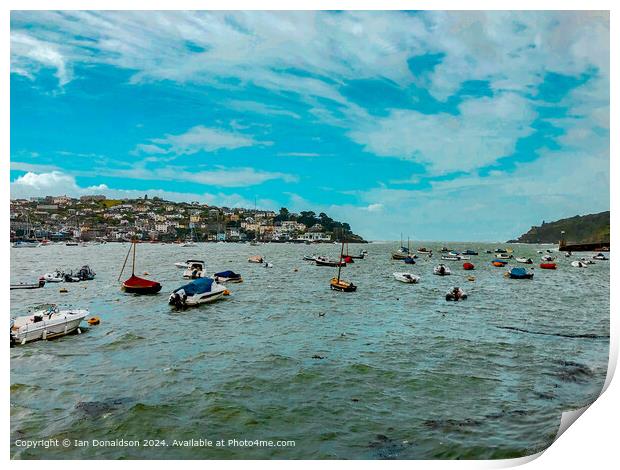 Fowey Harbour Boat Reflections Print by Ian Donaldson