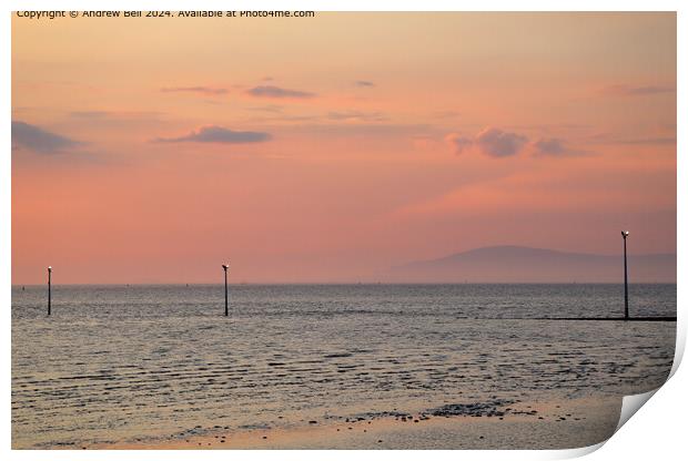 Morecambe Bay Sunset Reflection Print by Andrew Bell