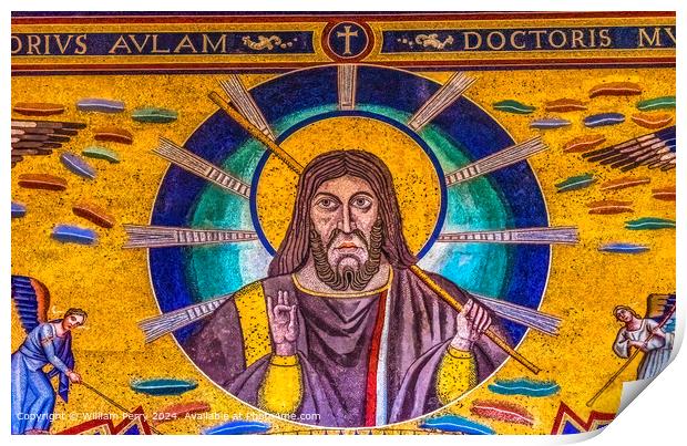 Mosaic Jesus Rome Print by William Perry