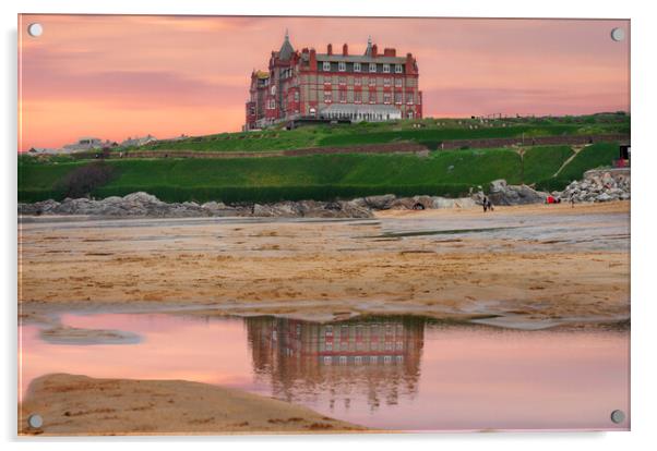 The Headland Hotel Newquay Acrylic by Alison Chambers