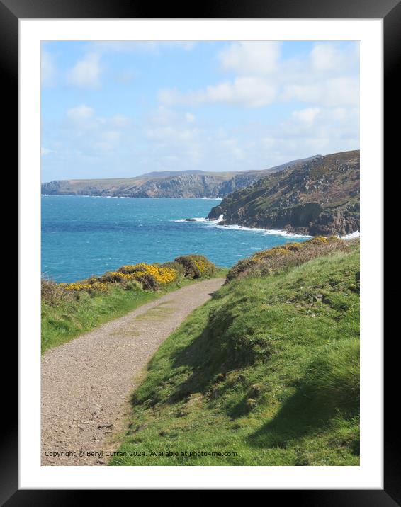 Pendeen Lighthouse Coastal Path to portheras Cove Framed Mounted Print by Beryl Curran