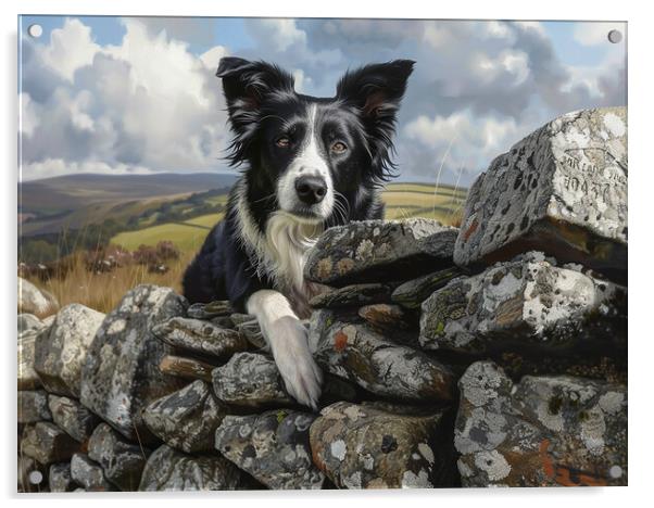 Working Border Collie Acrylic by K9 Art