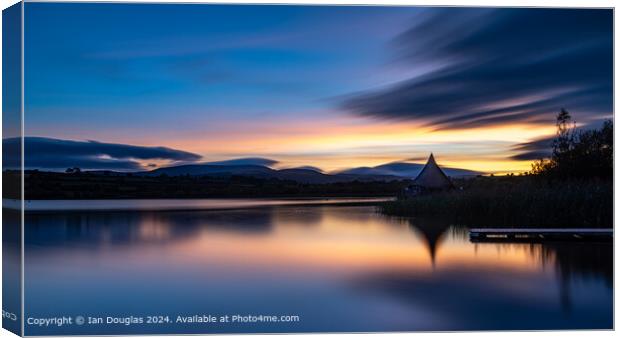 Llangorse Lake Sunset Serenity Canvas Print by Ian Douglas