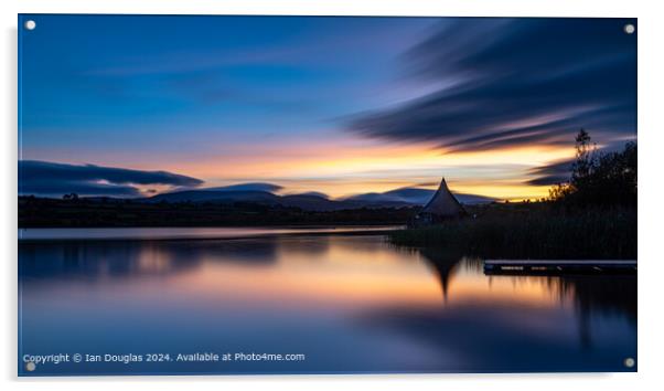 Llangorse Lake Sunset Serenity Acrylic by Ian Douglas