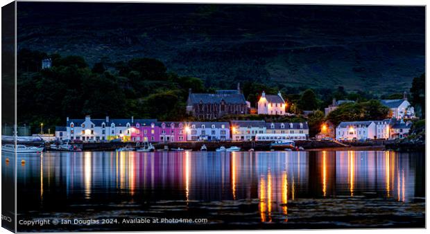 Portree Harbour Lights Reflection Canvas Print by Ian Douglas