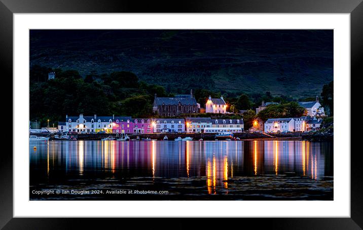 Portree Harbour Lights Reflection Framed Mounted Print by Ian Douglas