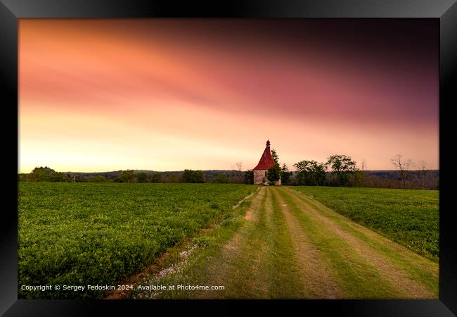 Old church in the summer field. Dobronice u Bechyne, Czech republic. Framed Print by Sergey Fedoskin