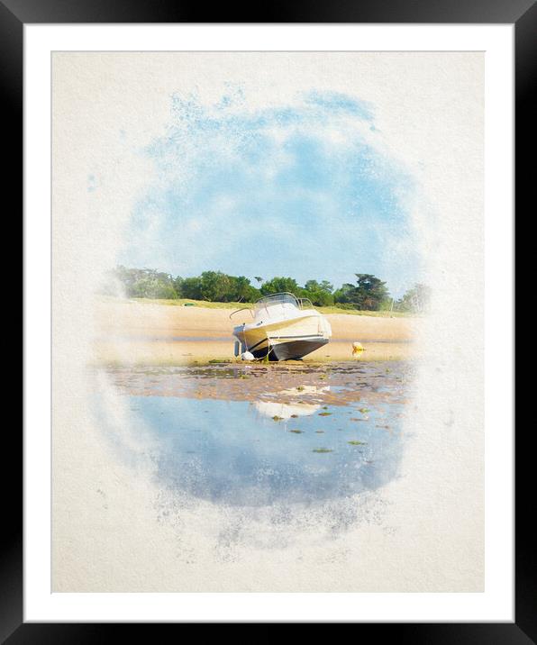 Sand Sea Boat Isle Framed Mounted Print by youri Mahieu