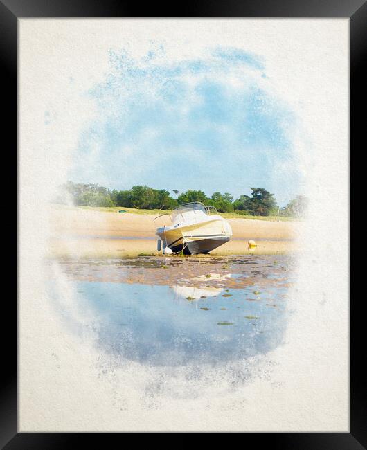 Sand Sea Boat Isle Framed Print by youri Mahieu