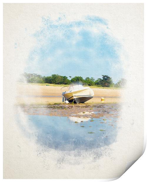 Sand Sea Boat Isle Print by youri Mahieu