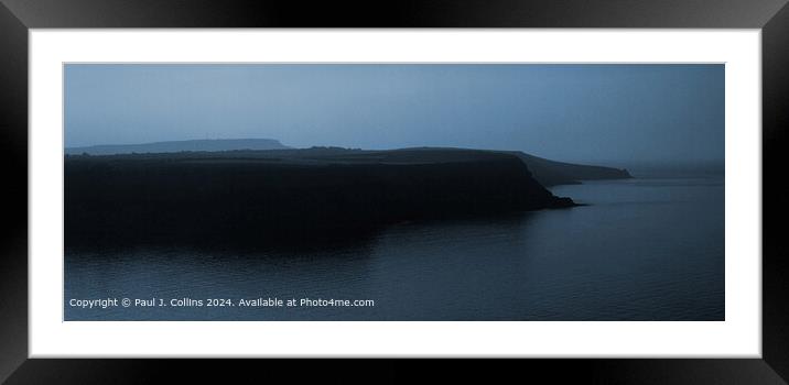 Runswick Headlands Misty Twilight  Framed Mounted Print by Paul J. Collins