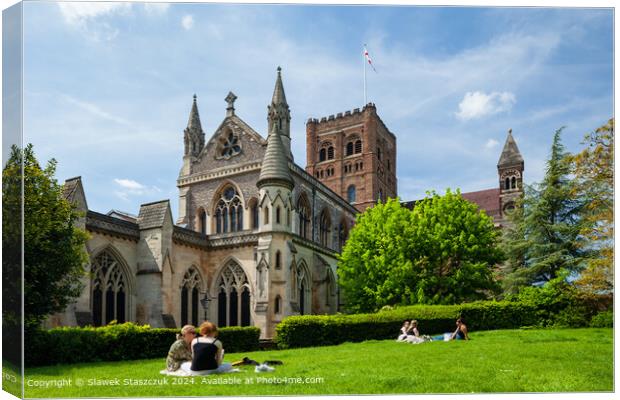 St Albans Cathedral in Spring Canvas Print by Slawek Staszczuk