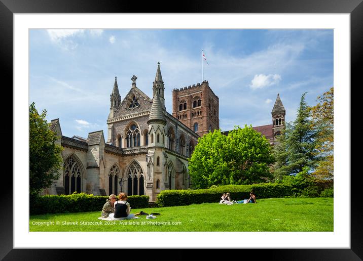 St Albans Cathedral in Spring Framed Mounted Print by Slawek Staszczuk
