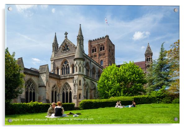 St Albans Cathedral in Spring Acrylic by Slawek Staszczuk