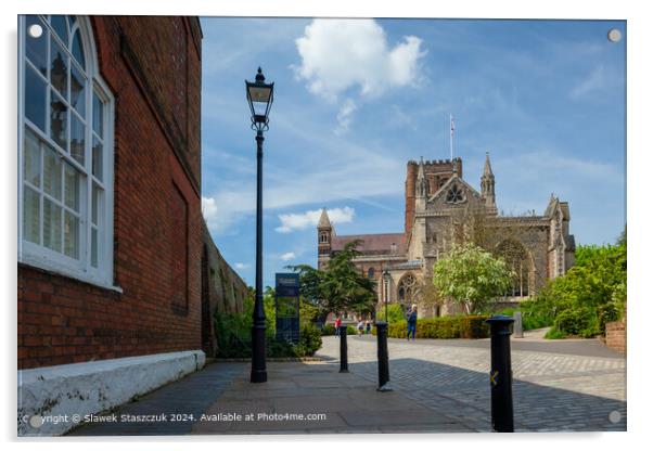 Cathedral St Albans from Sumpter Yard  Acrylic by Slawek Staszczuk