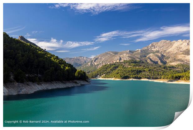 Reservoir in the mountains at Guadalest Print by Rob Barnard