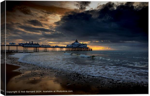 Sunrise Pier Storm, Eastbourne Canvas Print by Rob Barnard