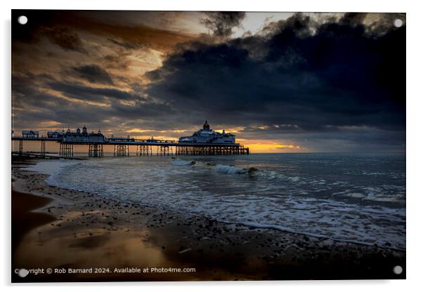 Sunrise Pier Storm, Eastbourne Acrylic by Rob Barnard