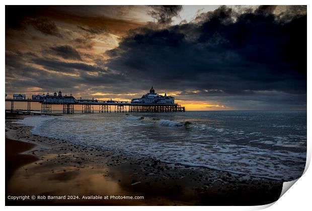 Sunrise Pier Storm, Eastbourne Print by Rob Barnard