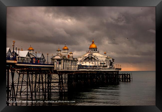 Golden Sunrise Storm Over Eastbourne Pier Framed Print by Rob Barnard