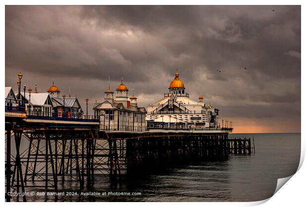 Golden Sunrise Storm Over Eastbourne Pier Print by Rob Barnard