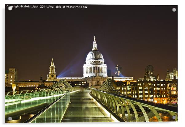 St Paul's from Millennium Bridge, London Acrylic by Mohit Joshi