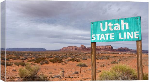 Utah State Line Sign Canvas Print by Madeleine Deaton