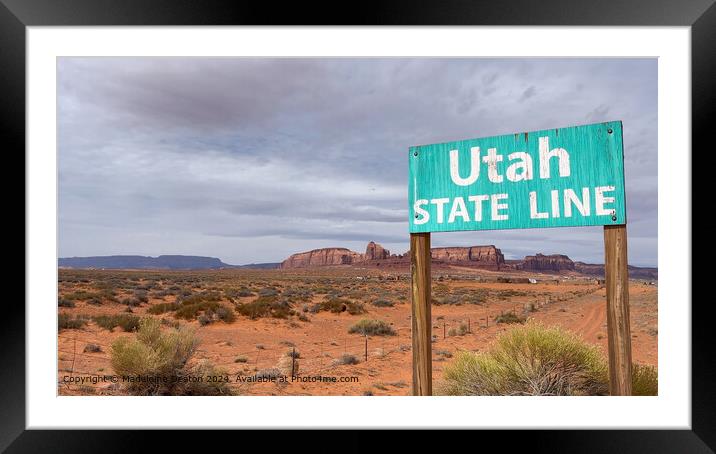 Utah State Line Sign Framed Mounted Print by Madeleine Deaton