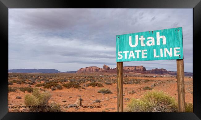 Utah State Line Sign Framed Print by Madeleine Deaton