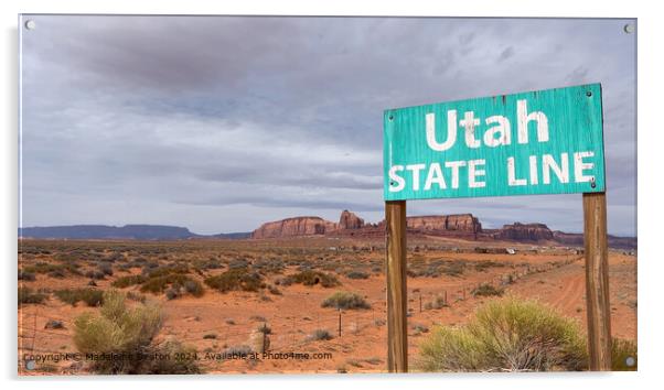 Utah State Line Sign Acrylic by Madeleine Deaton